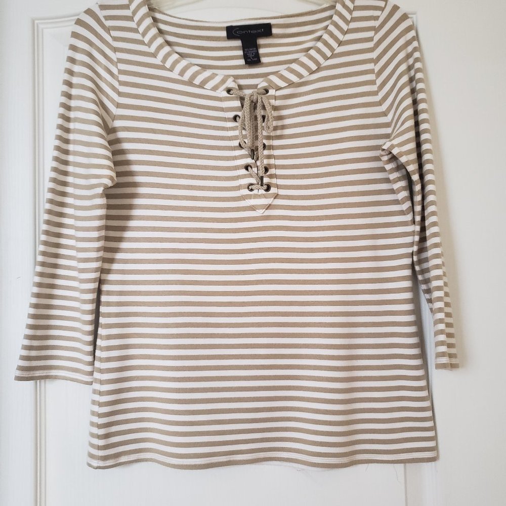 Context 3/4 sleeve striped knit stretch